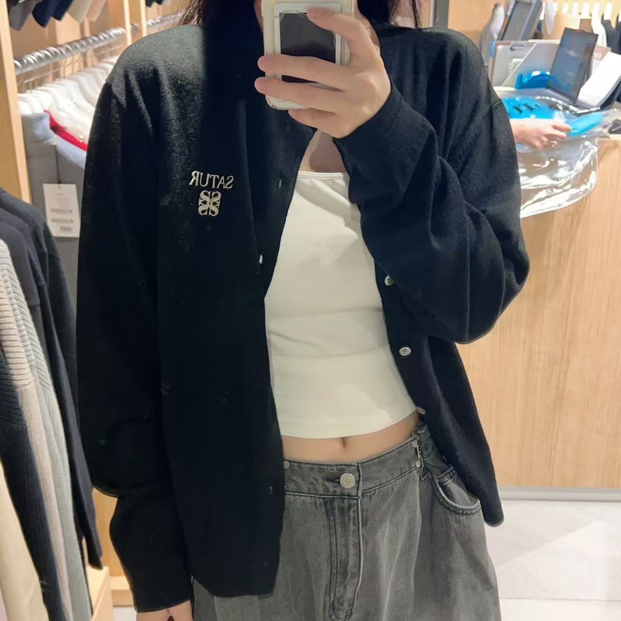韓國 Satur Lauren Basic Crew Neck Fine Cardigan【SR139】