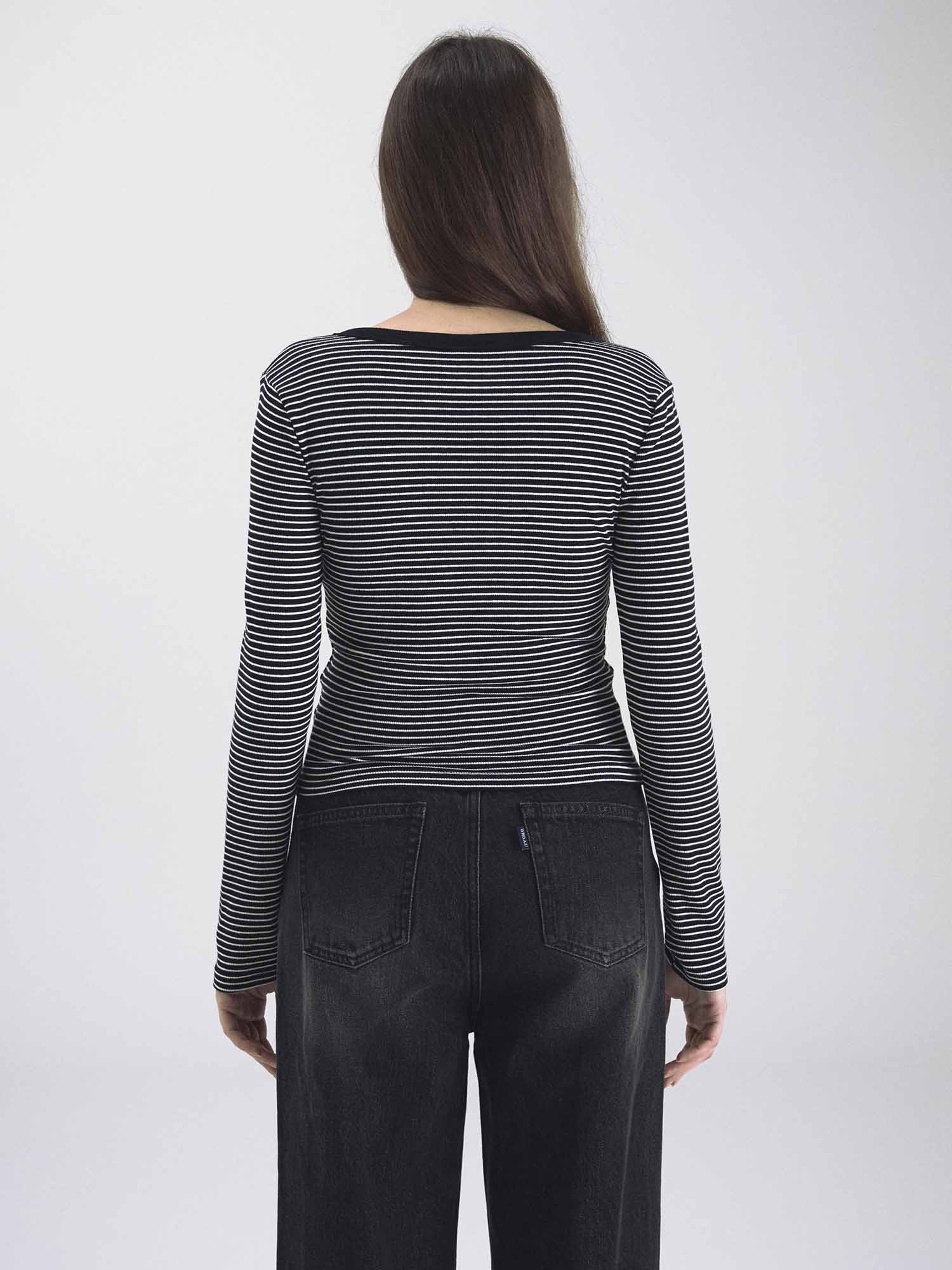 韓國 Who.A.U Ribbed Henry Neck T-shirt【WA220】