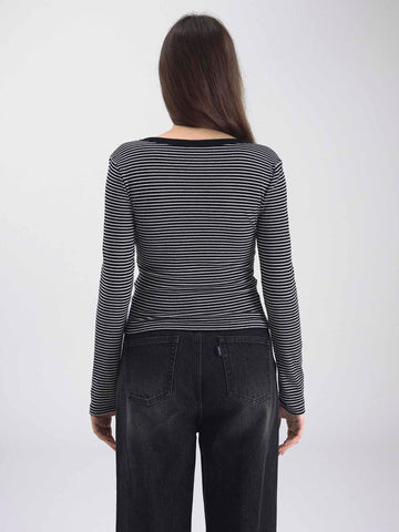 韓國 Who.A.U Ribbed Henry Neck T-shirt【WA220】