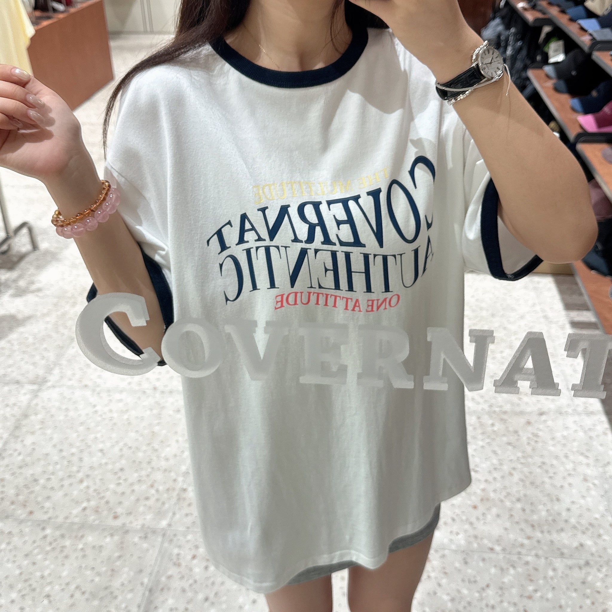 韓國 Covernat Typographic Ringer T-shirt【CO050】