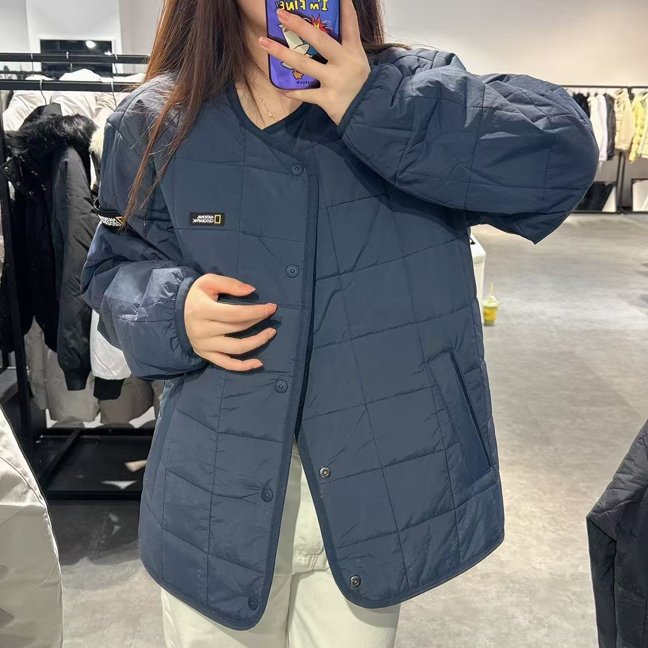 韓國 National Geographic Osukuni Quilted Reversible U-Neck Jacket【NG099】