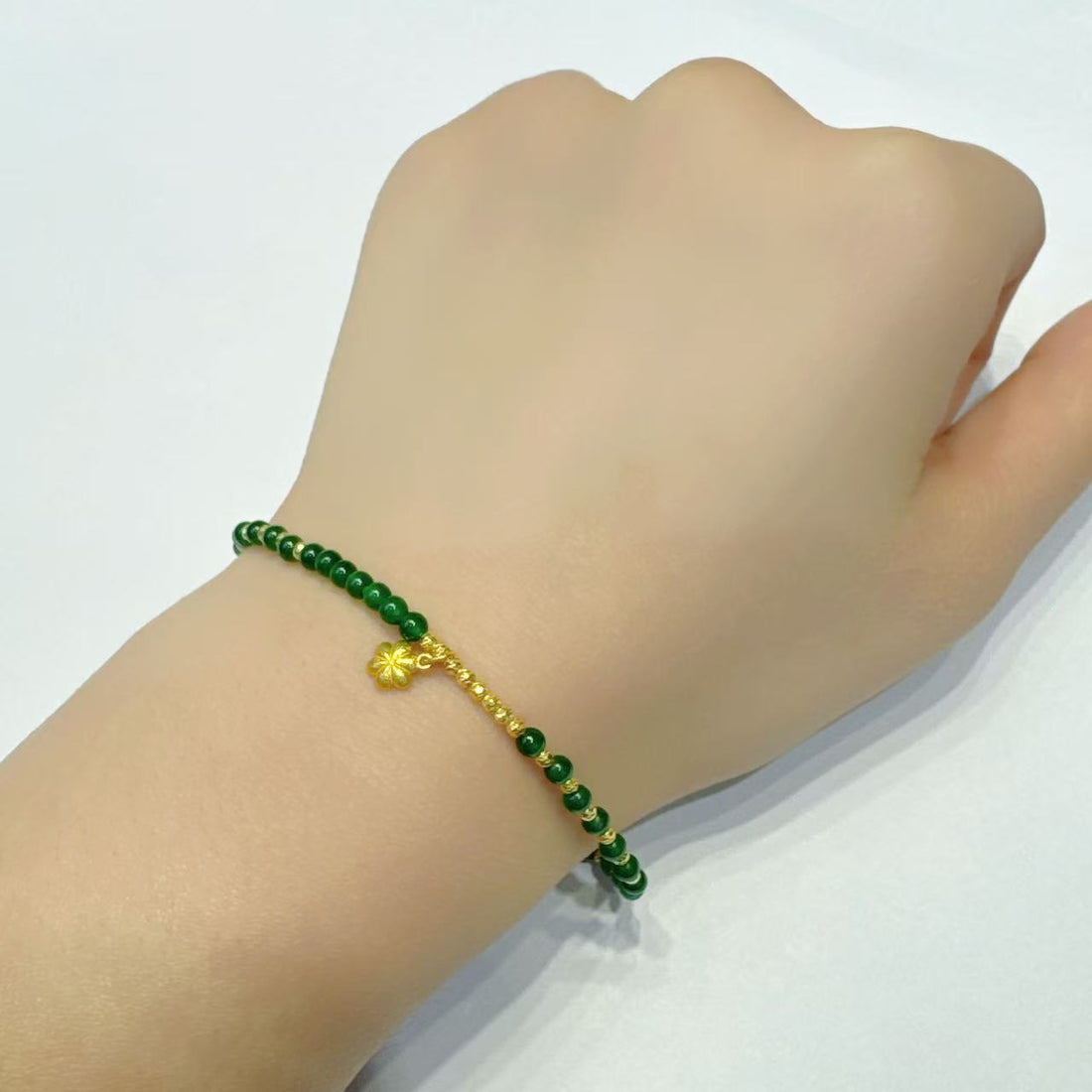 18k金3mm櫻花小米珠手鏈 (訂金$500，總售價為 $3,598)【KX764】