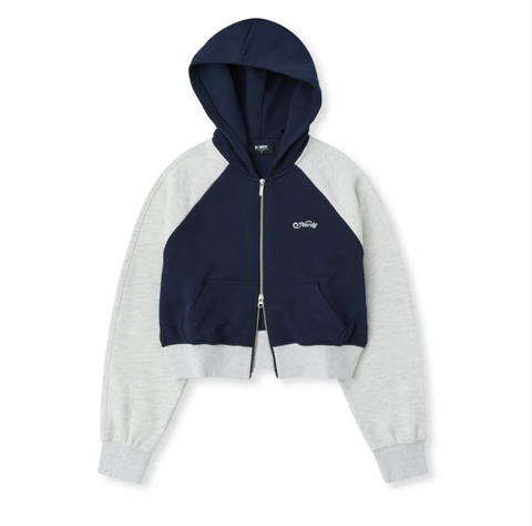 韓國 Nerdy Women's Raglan Cropped Hoodie Zip-Up【NY039】
