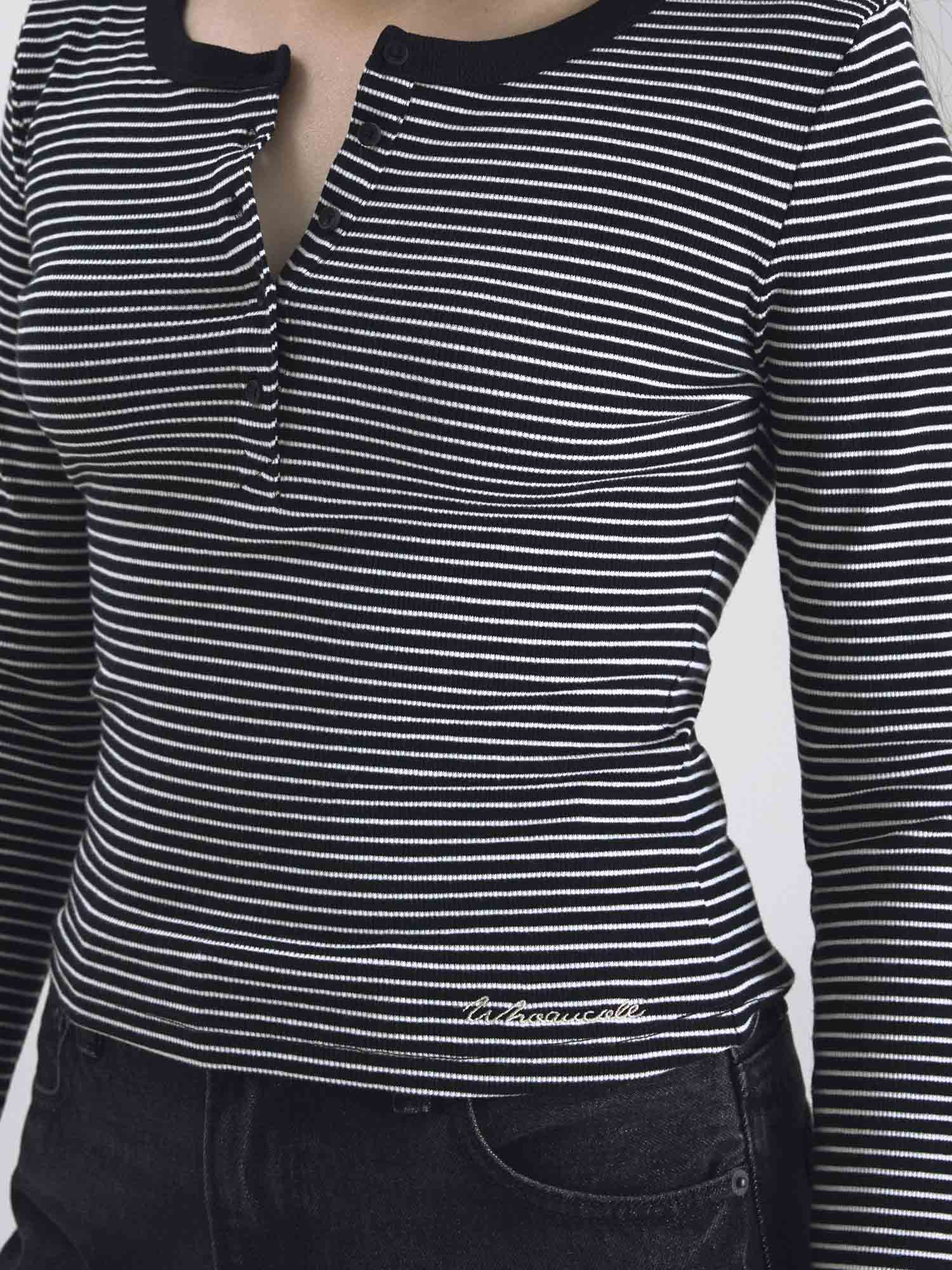 韓國 Who.A.U Ribbed Henry Neck T-shirt【WA220】