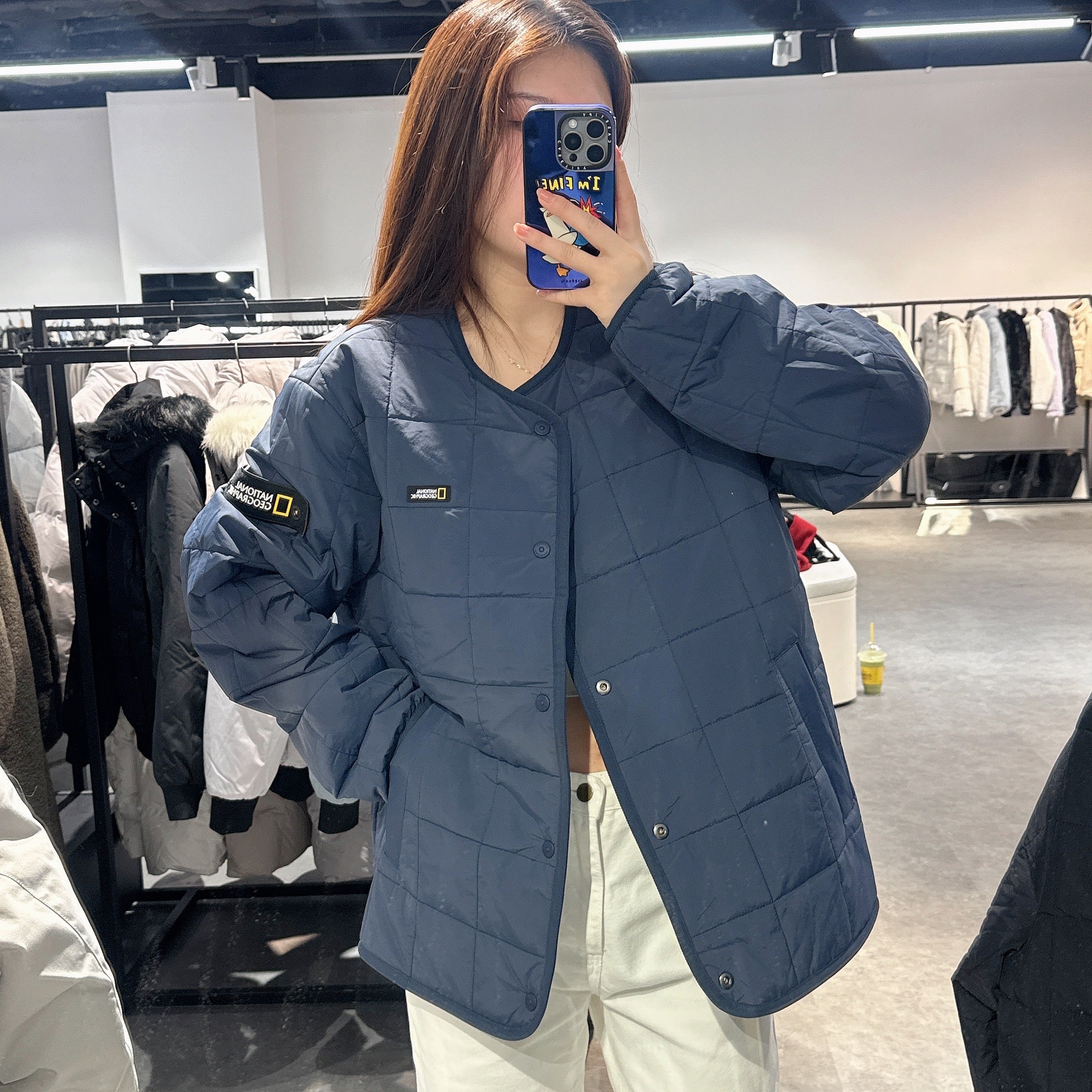 韓國 National Geographic Osukuni Quilted Reversible U-Neck Jacket【NG099】