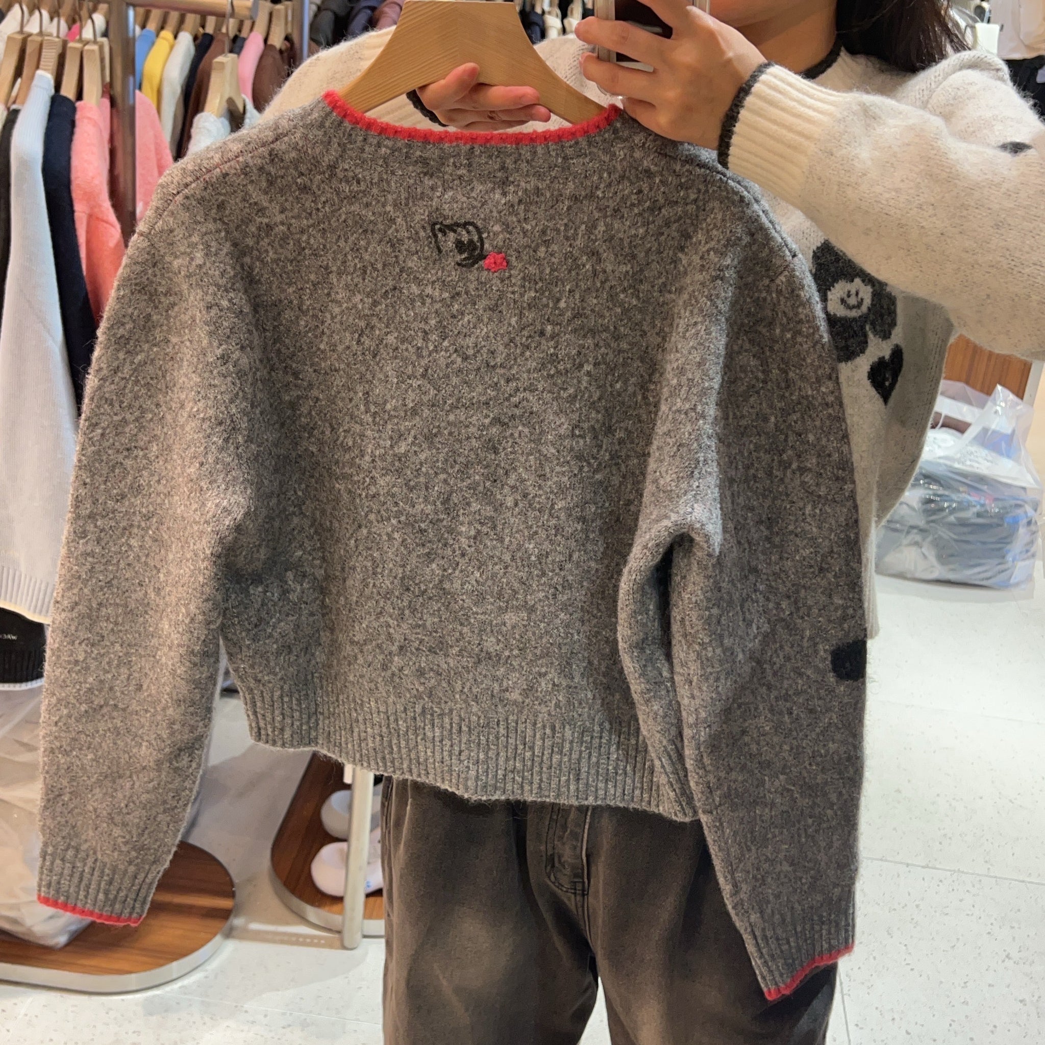 韓國 Wacky Willy Women's Patterned Round Neck Cardigan【WW035】