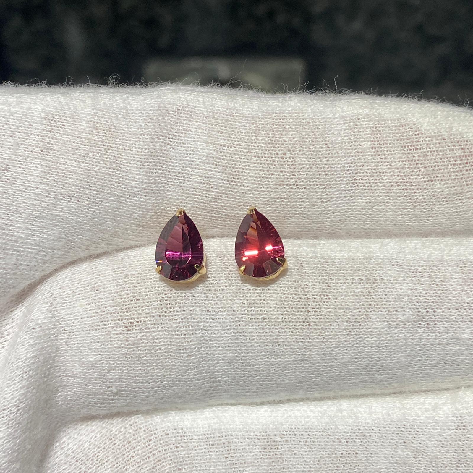 日本直送 天使之淚水滴石榴石金耳釘【JS414】