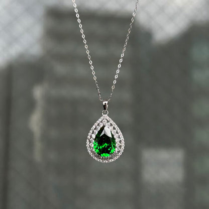 日本直送 綠尖晶銀項鍊【JS377】