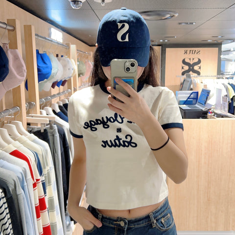 韓國 Satur Bon Voyage Ringer T-Shirt【SR092】