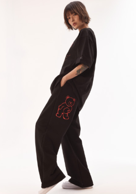 韓國 Ambler The Sun Embroidery Pin Tuck 2-way Wide Training Sweatpants【AR121】