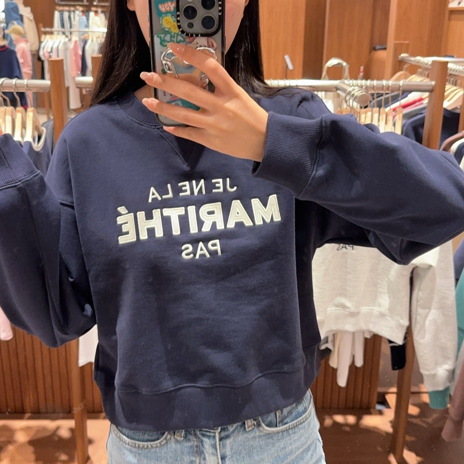 韓國 Marithe Francois Girbaud W APPLIQUE LOGO CROP SWEATSHIRT【MF325】