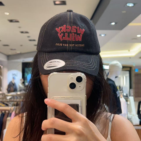 韓國 Wacky Willy Typo Denim Ball Cap【WW044】