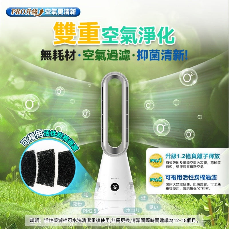 日本 Yohome 空氣速淨全方位強風秒熱冷暖無葉風扇 Pro【SM236】