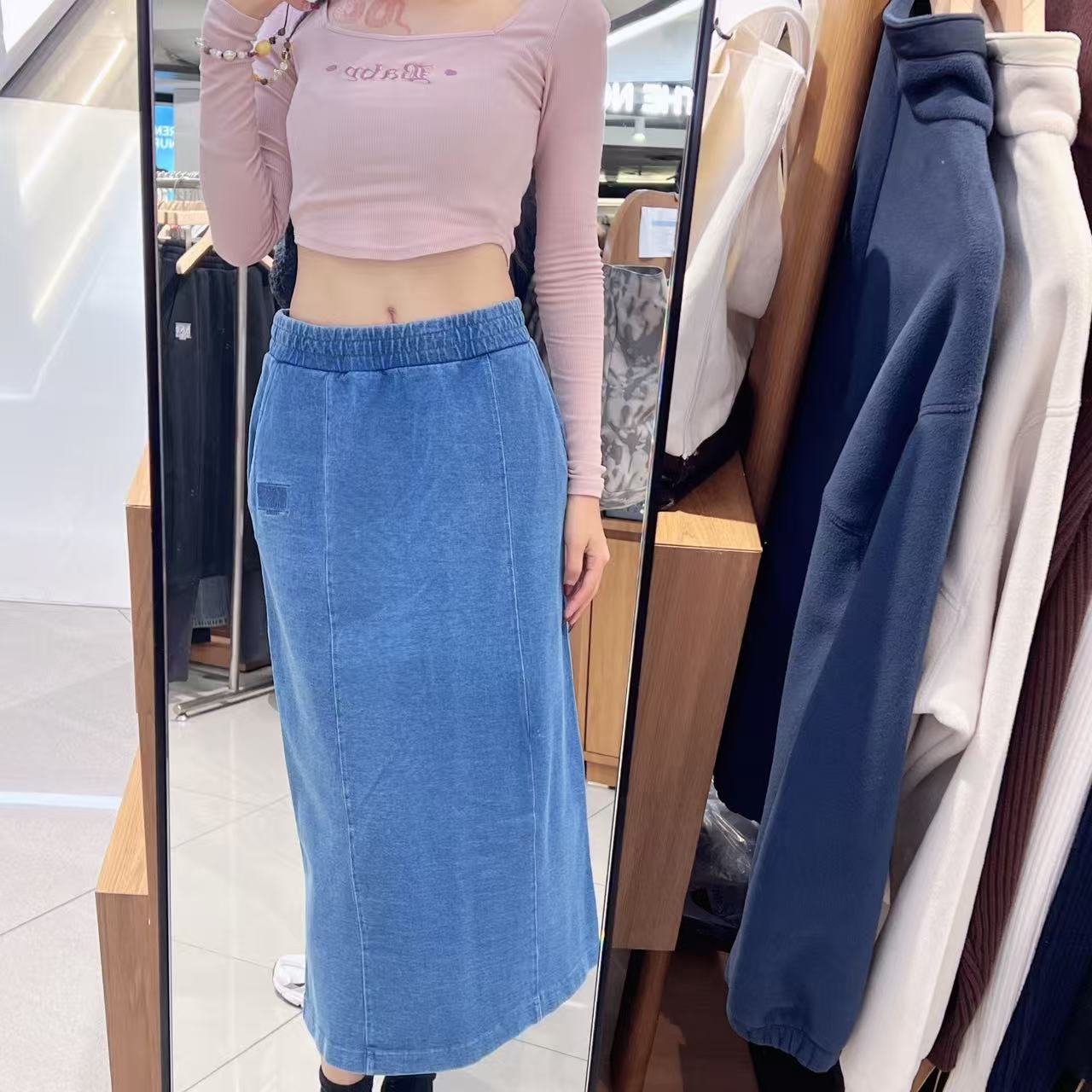 韓國 Marithe Francois Girbaud W Embroidery Classic Logo Sweat Skirt【MF766】