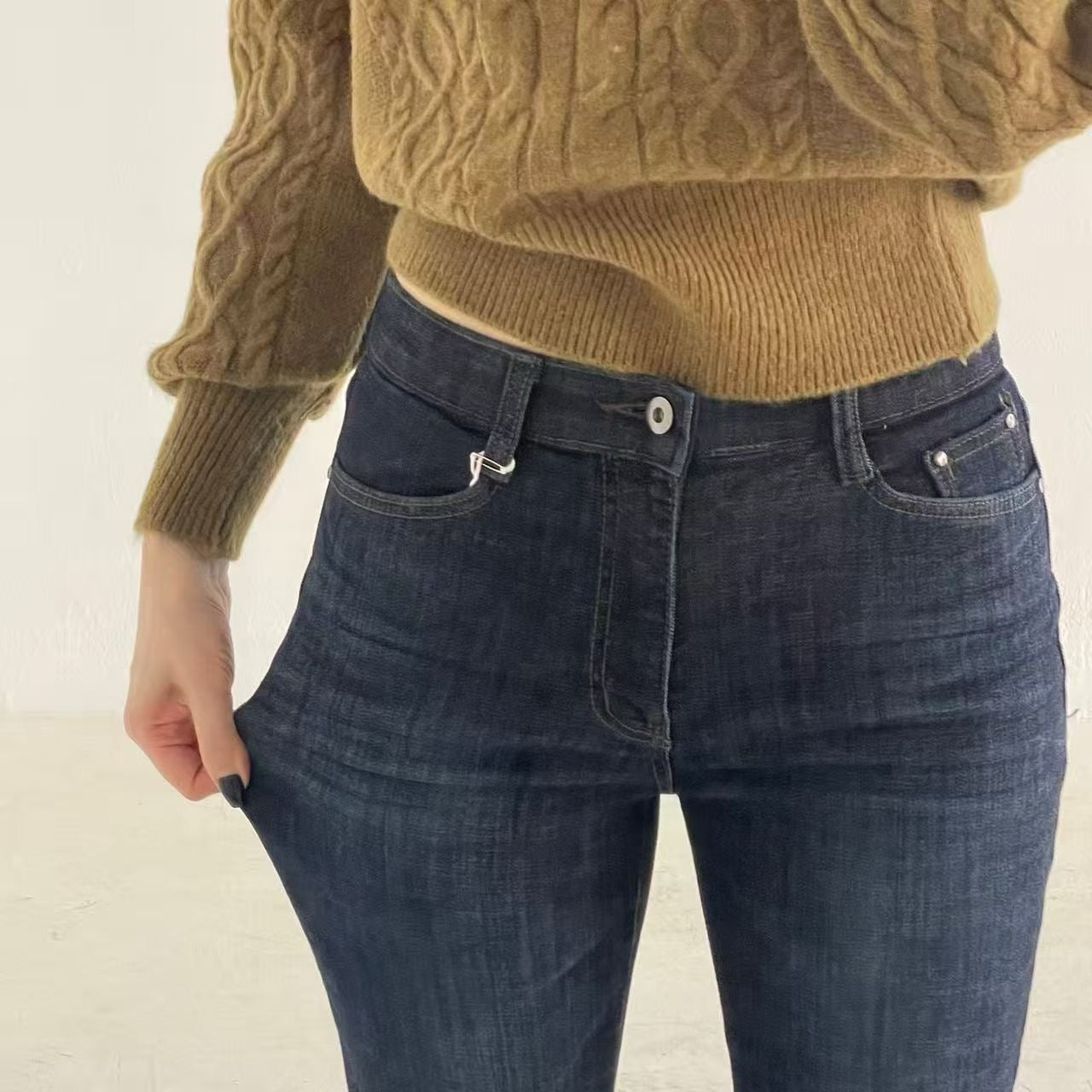 韓國 HowLuk 牛仔褲 刷薄毛  (冬季款)【H2519_1】