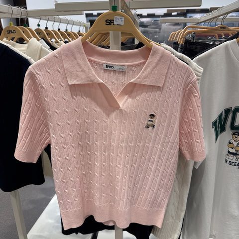 韓國 SPAO Cable Half-open Half-sleeve Knit【SP099】
