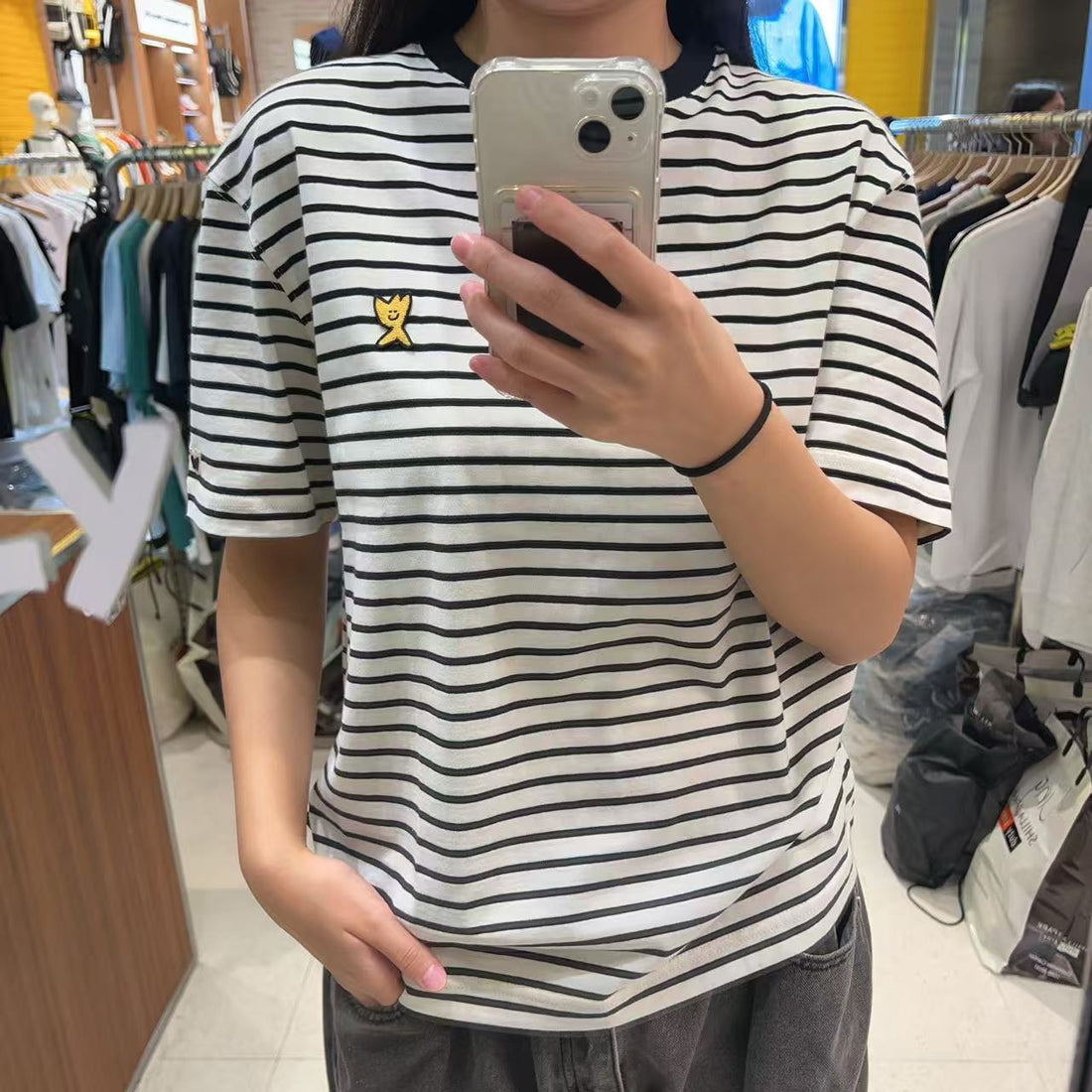 韓國 Wacky Willy Kiki Wappen Stripe Short Sleeve T-Shirt【WW009】