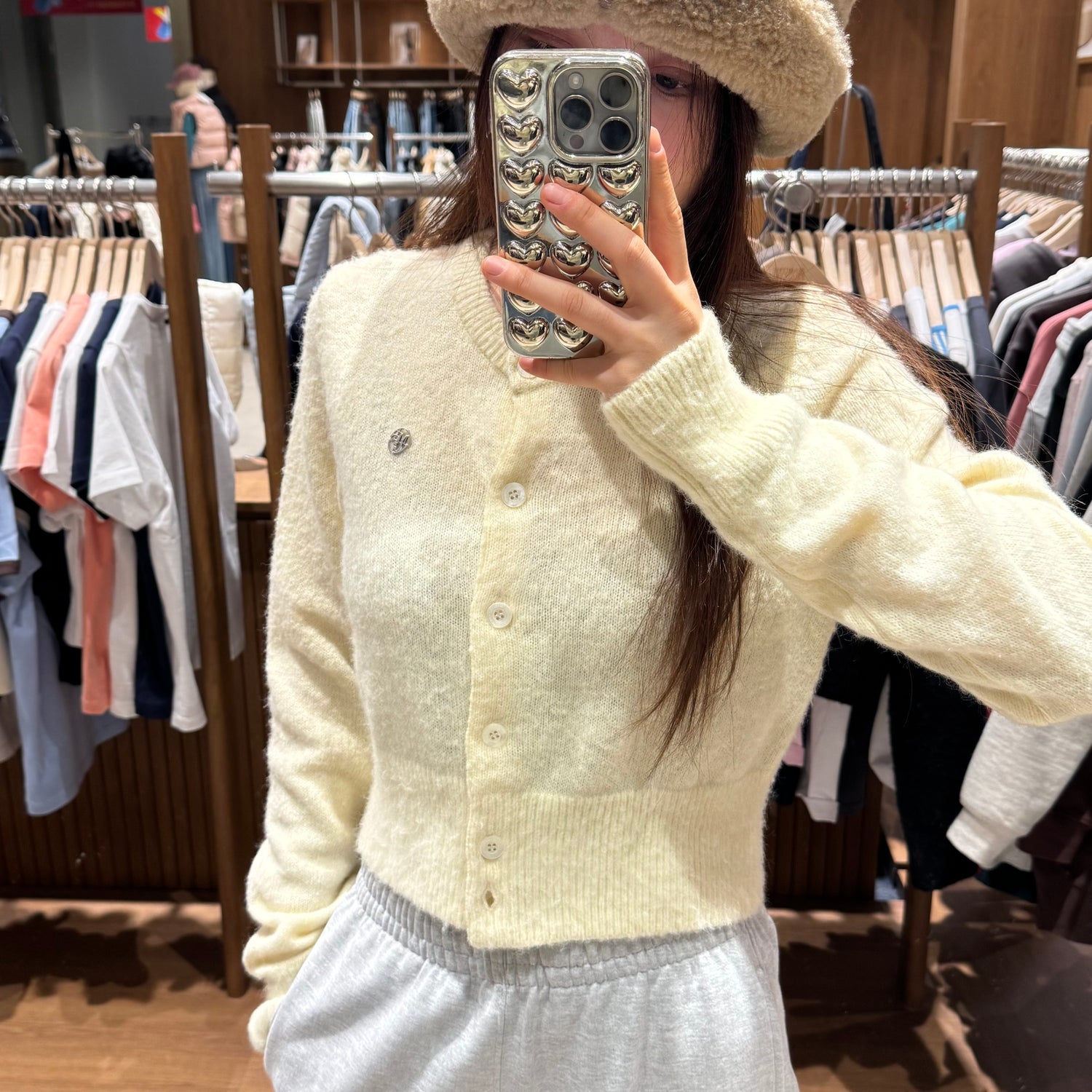 韓國 Marithe Francois Girbaud W CIRCLE LOGO MOHAIR CROP CARDIGAN【MF114】 - STT Mall HK 靚太網購