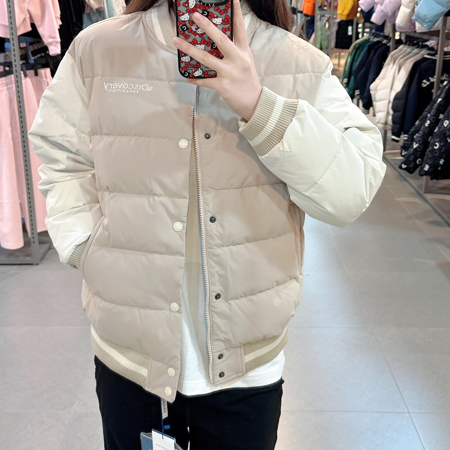 韓國 Discovery Kids Color Block Varsity Down Short Padding (鴨絨)【DY206】