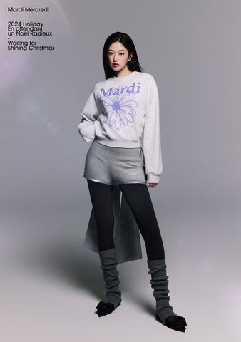 韓國 Mardi Mercredi SWEATSHIRT RAGLAN FLOWERMARDI STONE EMBELLISHED【MM005】 - STT Mall HK 靚太網購