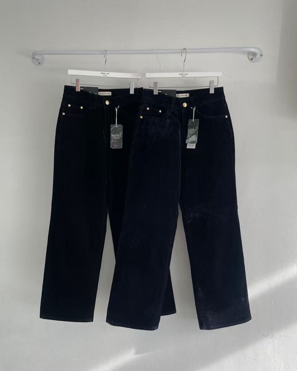 韓國 HowLuk 牛仔褲 刷薄毛  (冬季款)【H2554】