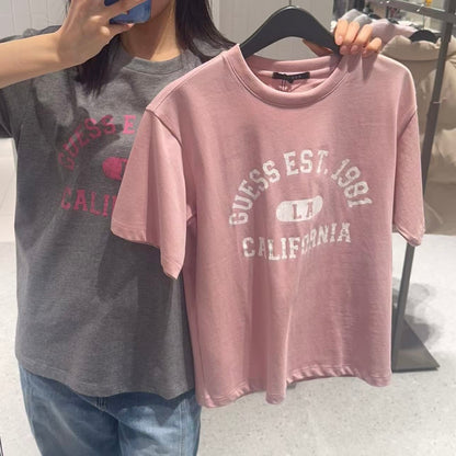 韓國 Guess Uni Semi Over California Short Sleeve T-Shirt【GU001】