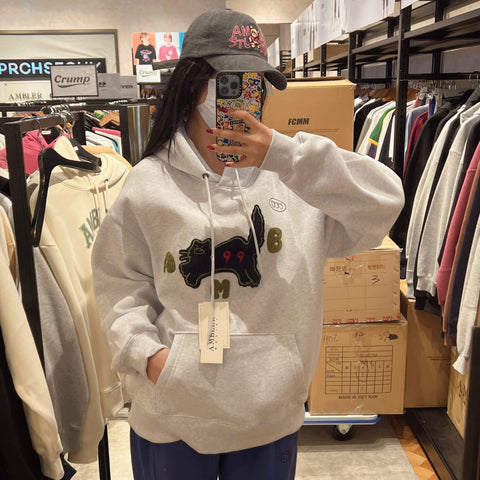 韓國 Ambler Cat Embroidered Hoodie【AR048】 - STT Mall HK 靚太網購