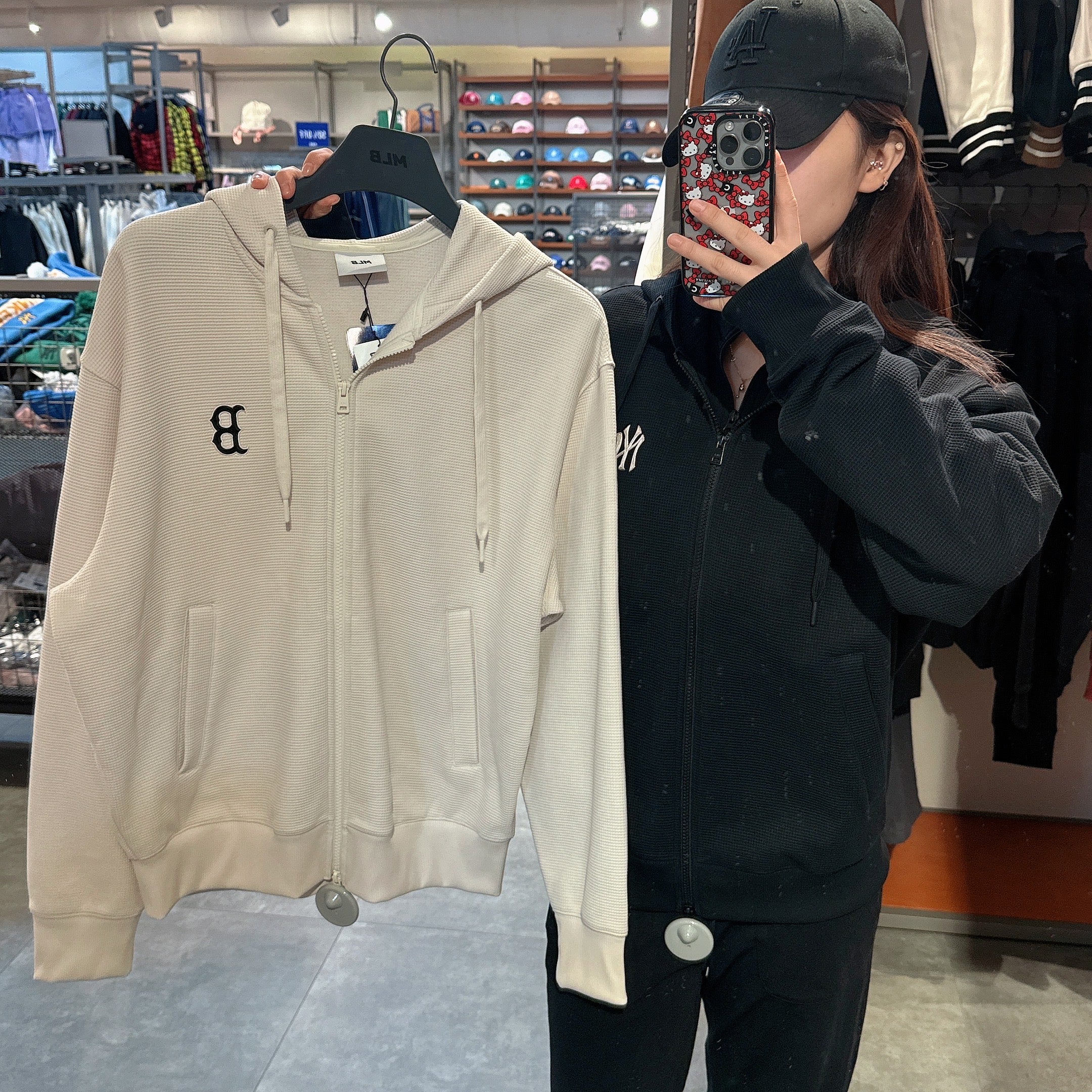 韓國 MLB Basic Small Logo Waffle Fleece Hoodie【MB034】