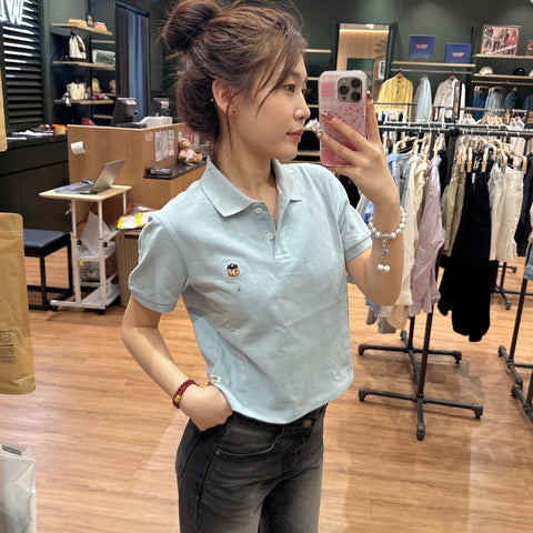 韓國 WhoAU Women's Steve Crop Collar T-Shirt【WA133】