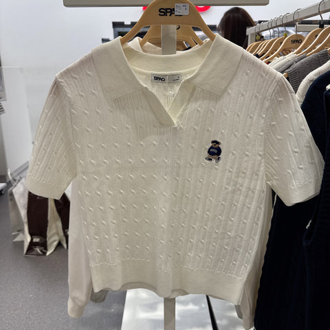 韓國 SPAO Cable Half-open Half-sleeve Knit【SP099】