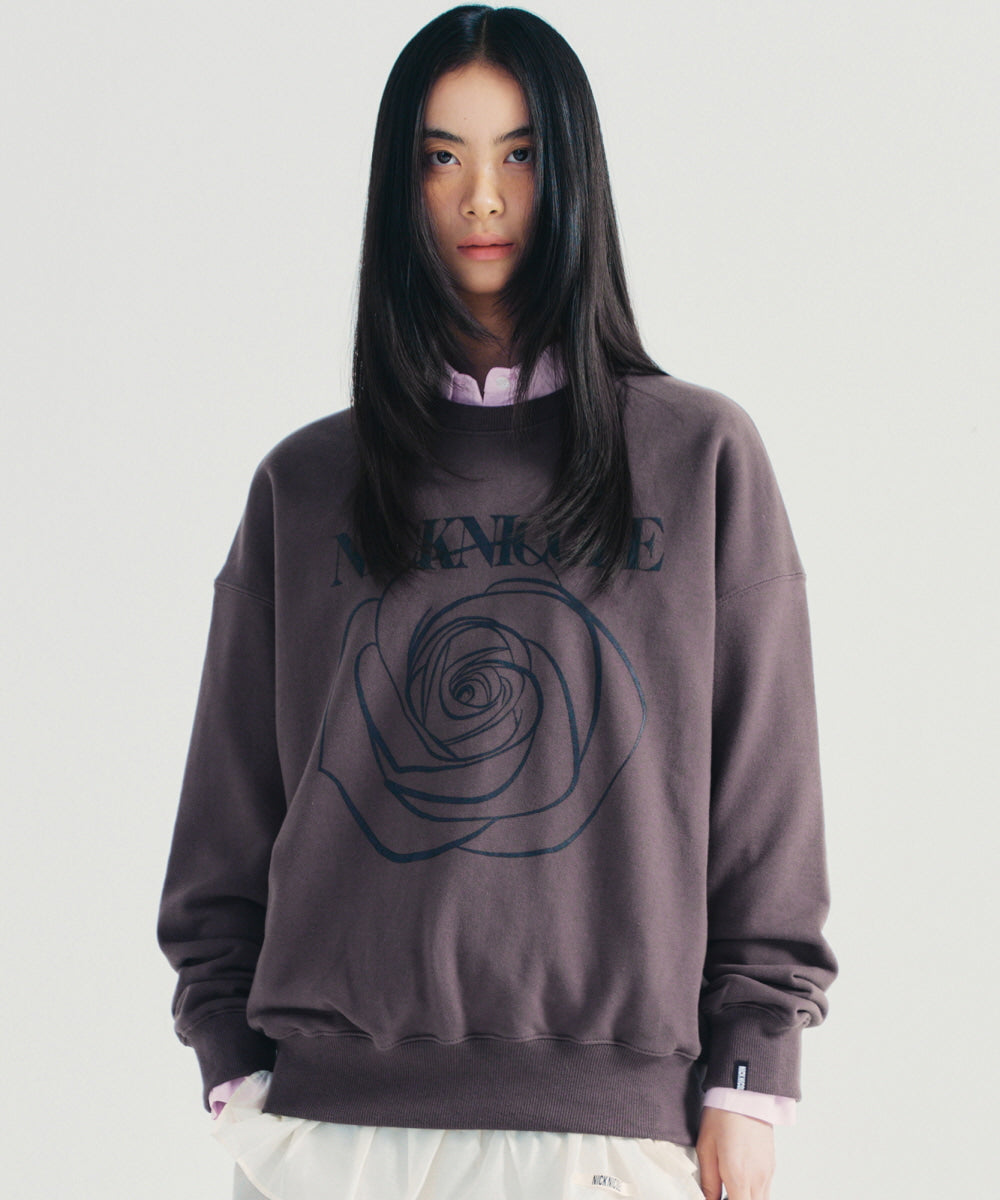 韓國 Nick Nicole Rose Printing Sweatshirt【NK009】