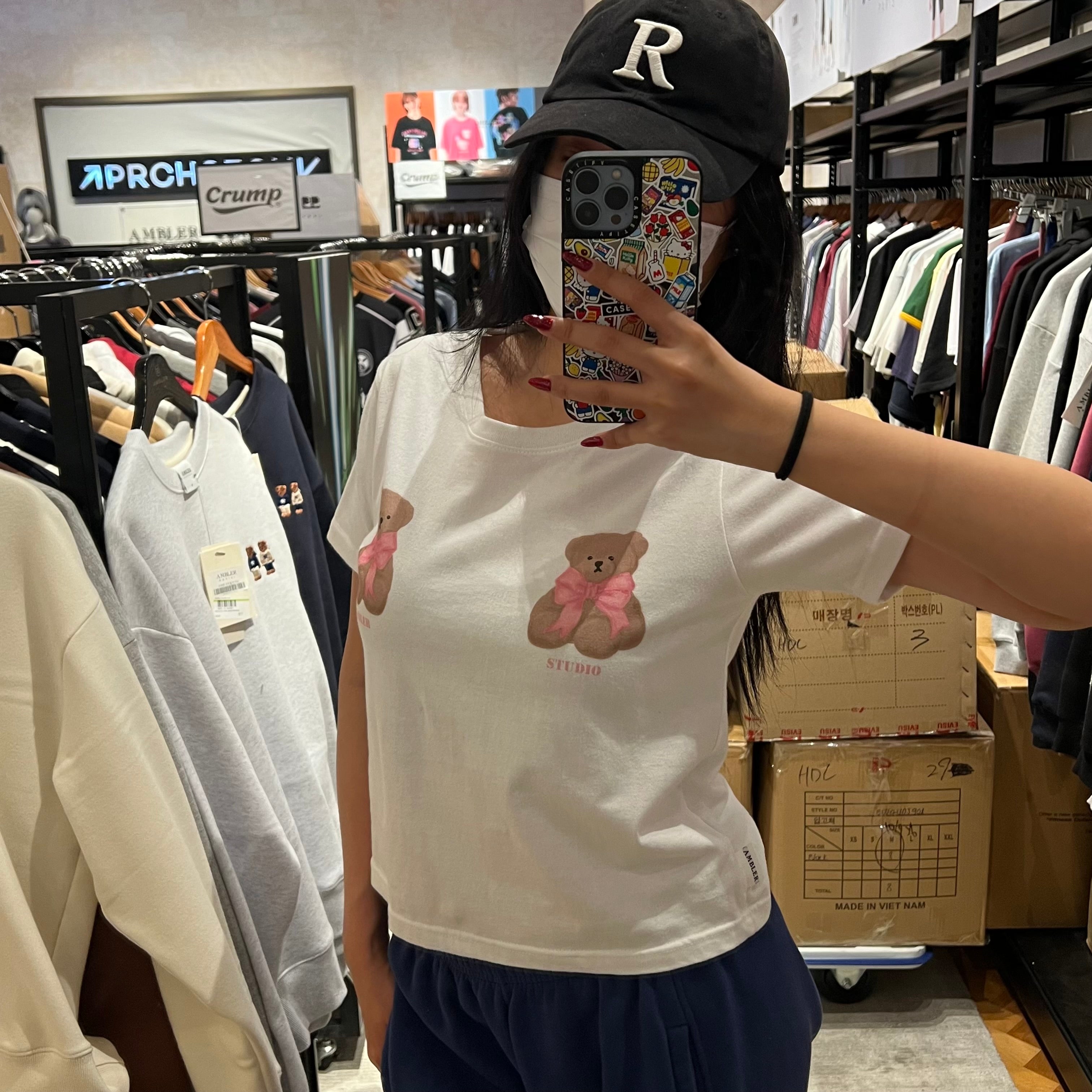 韓國 Ambler Ribbon Bear Crop Short Sleeve T-shirt 【AR003】 - STT Mall HK 靚太網購