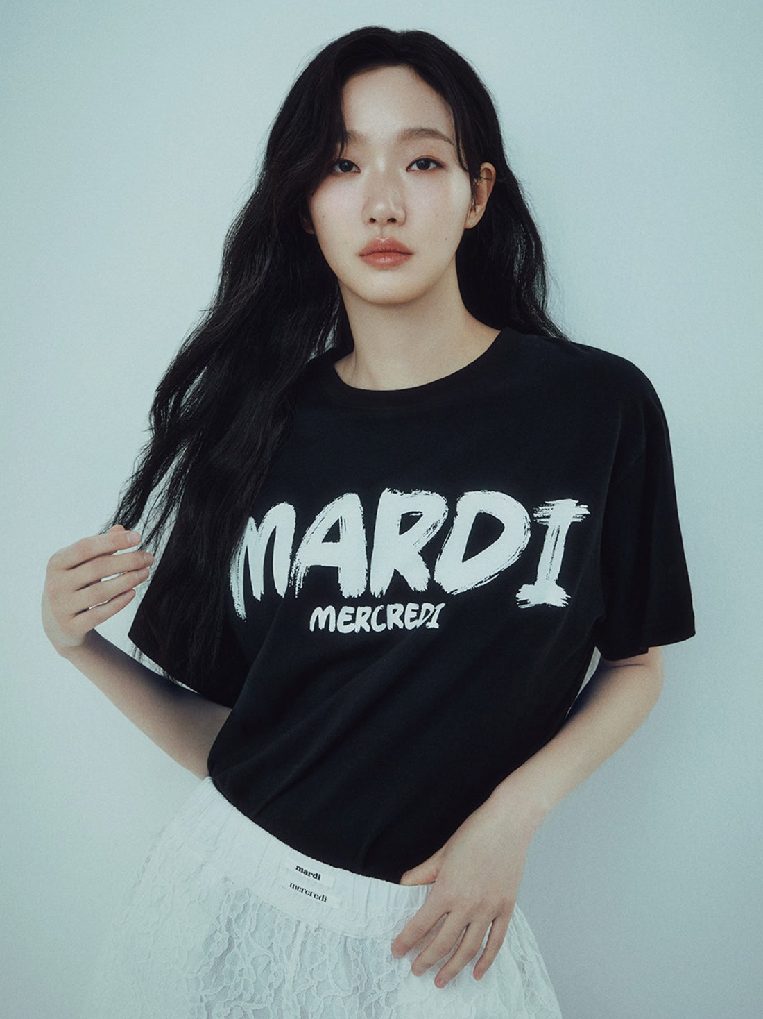 韓國 Mardi Mercredi TSHIRT BRUSH LOGO CONTRAST【MM038】