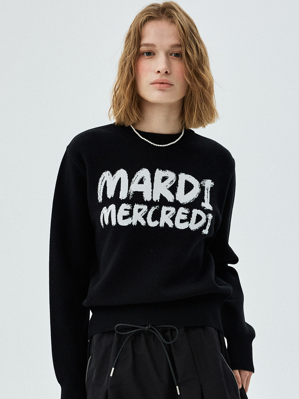 韓國 Mardi Mercredi Brush Logo Jacquard Pullover【MM228】