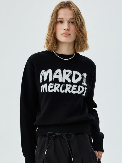 韓國 Mardi Mercredi Brush Logo Jacquard Pullover【MM228】