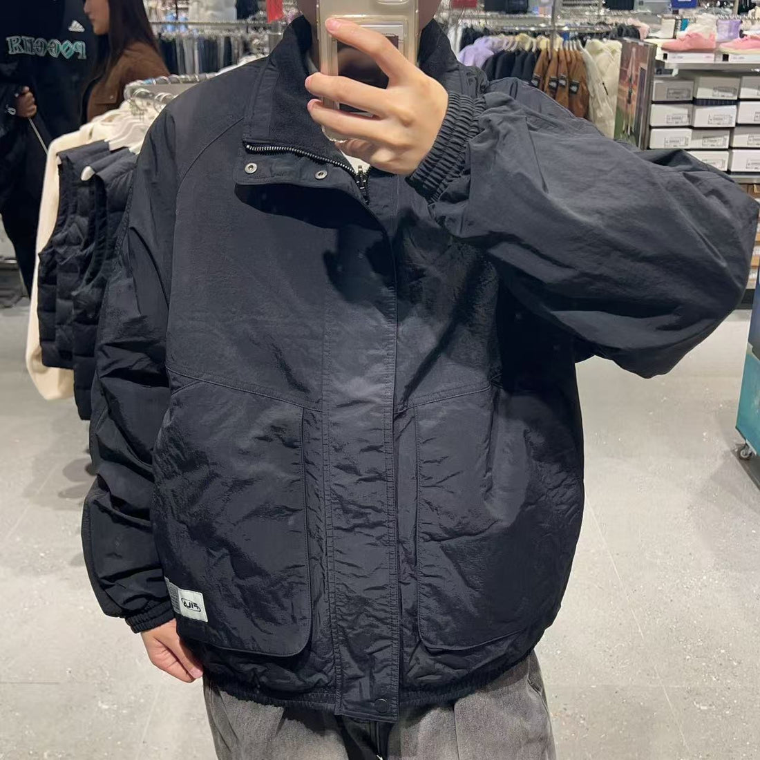 韓國 FILA Cut-Out Color-Block Woven Fleece Double-Sided Reversible Jacket【FA022】