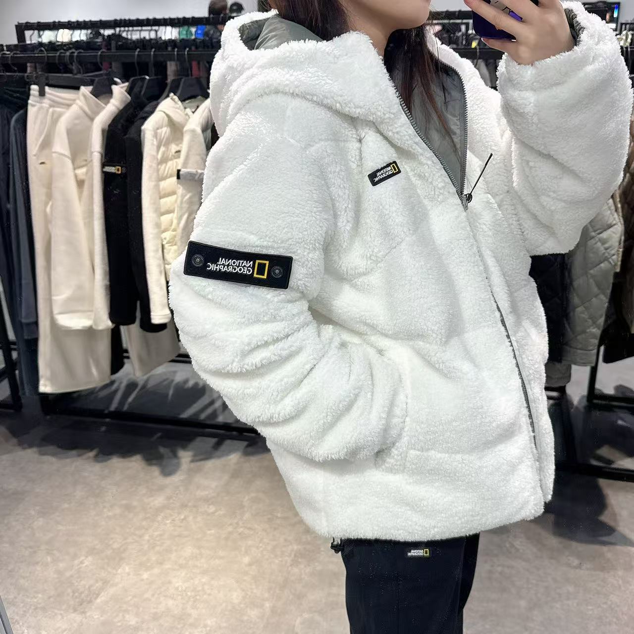 韓國 National Geographic Men's Reversible Fleece Hoodie Duck Down Jumper【NG127】