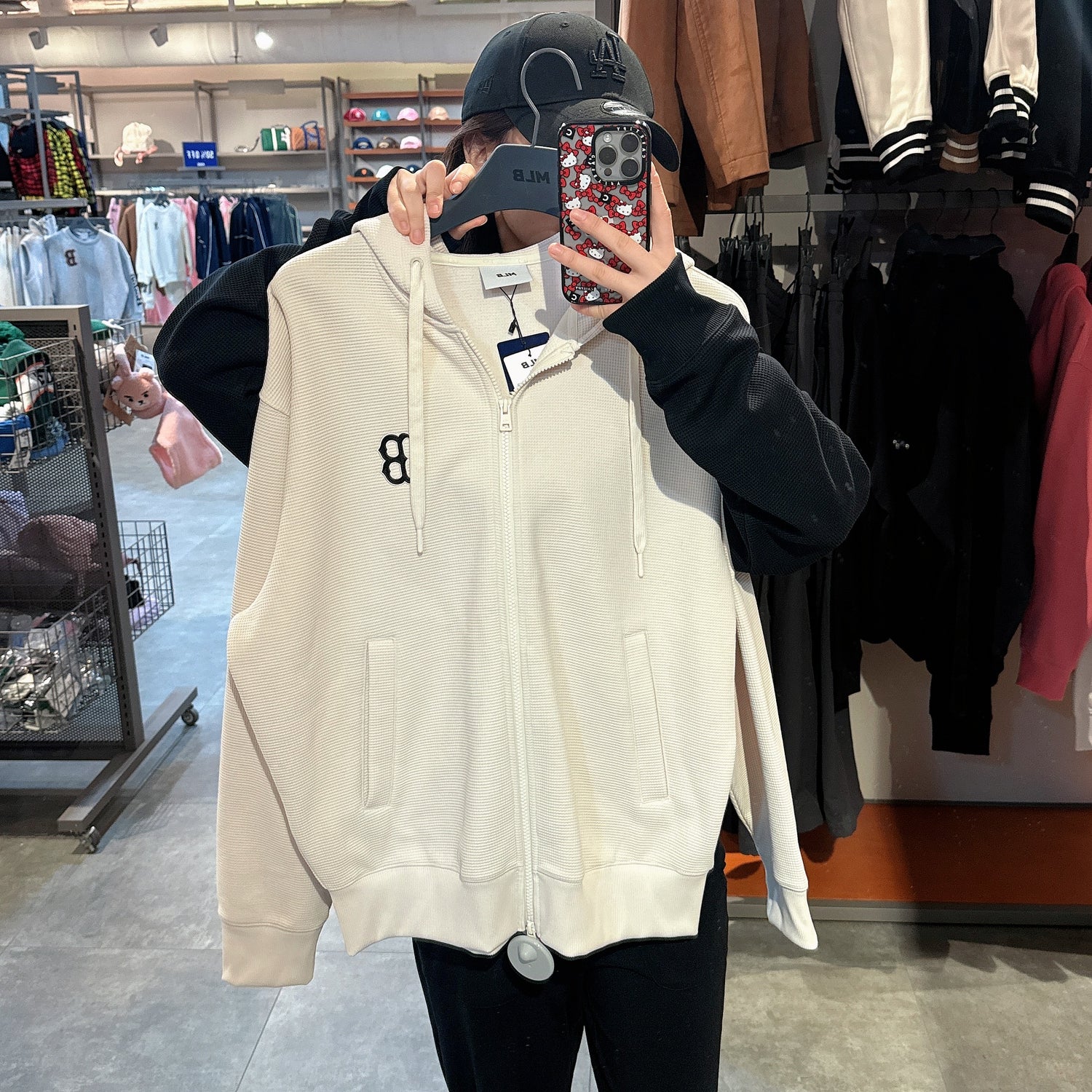 韓國 MLB Basic Small Logo Waffle Fleece Hoodie【MB034】