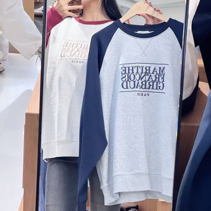韓國 Marithe Francois Girbaud Classic Logo Color Block Raglan Sweatshirt【MF657】