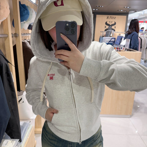 韓國 Satur (W)Small Logo Lawton Loose Fit Hood Zip-up【SR065】