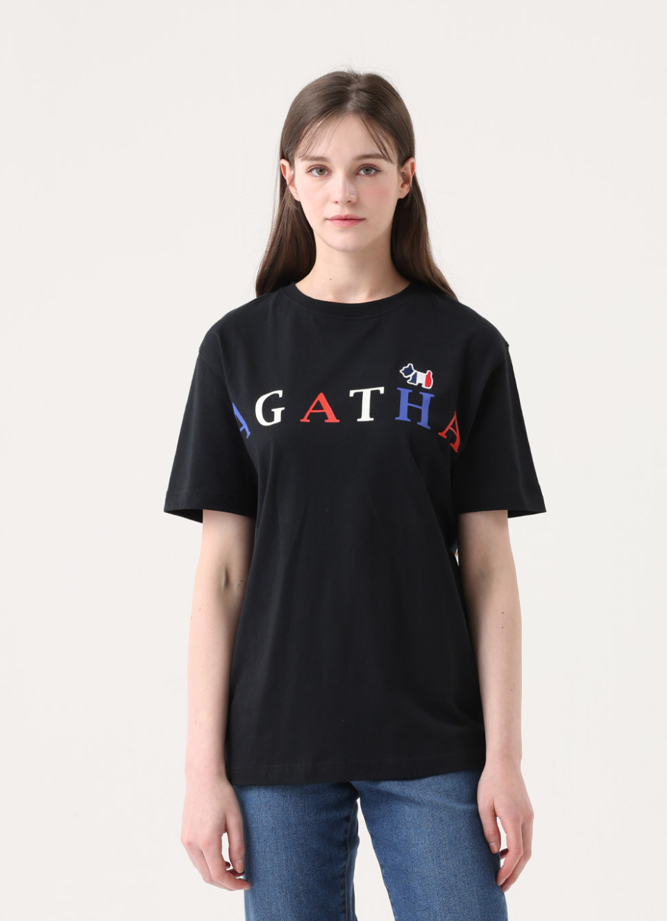 韓國 Agatha Unisex 3-color logo Scotty short sleeve T-shirt【AG023】