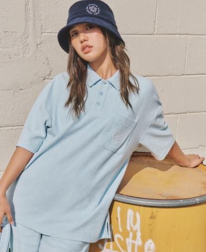 韓國 Markm Solid Terry Set-Up Collar T-Shirt【MA193】