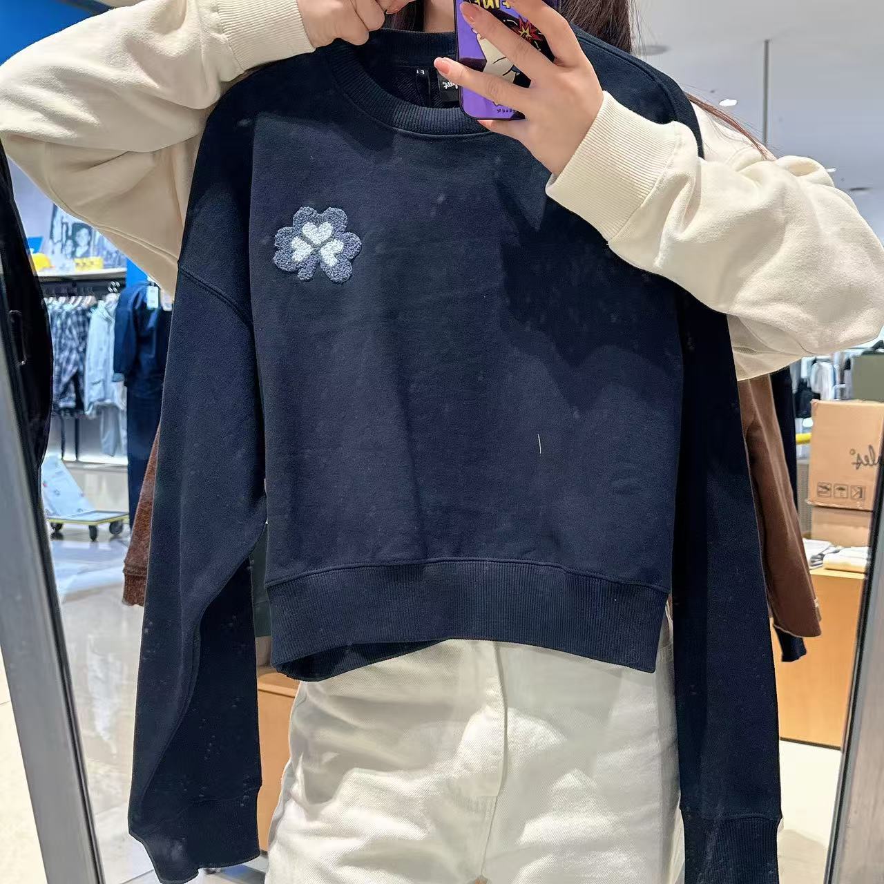 韓國 Mark Gonzales Women's Club Boucle Embroidery Sweatshirt【MG195】