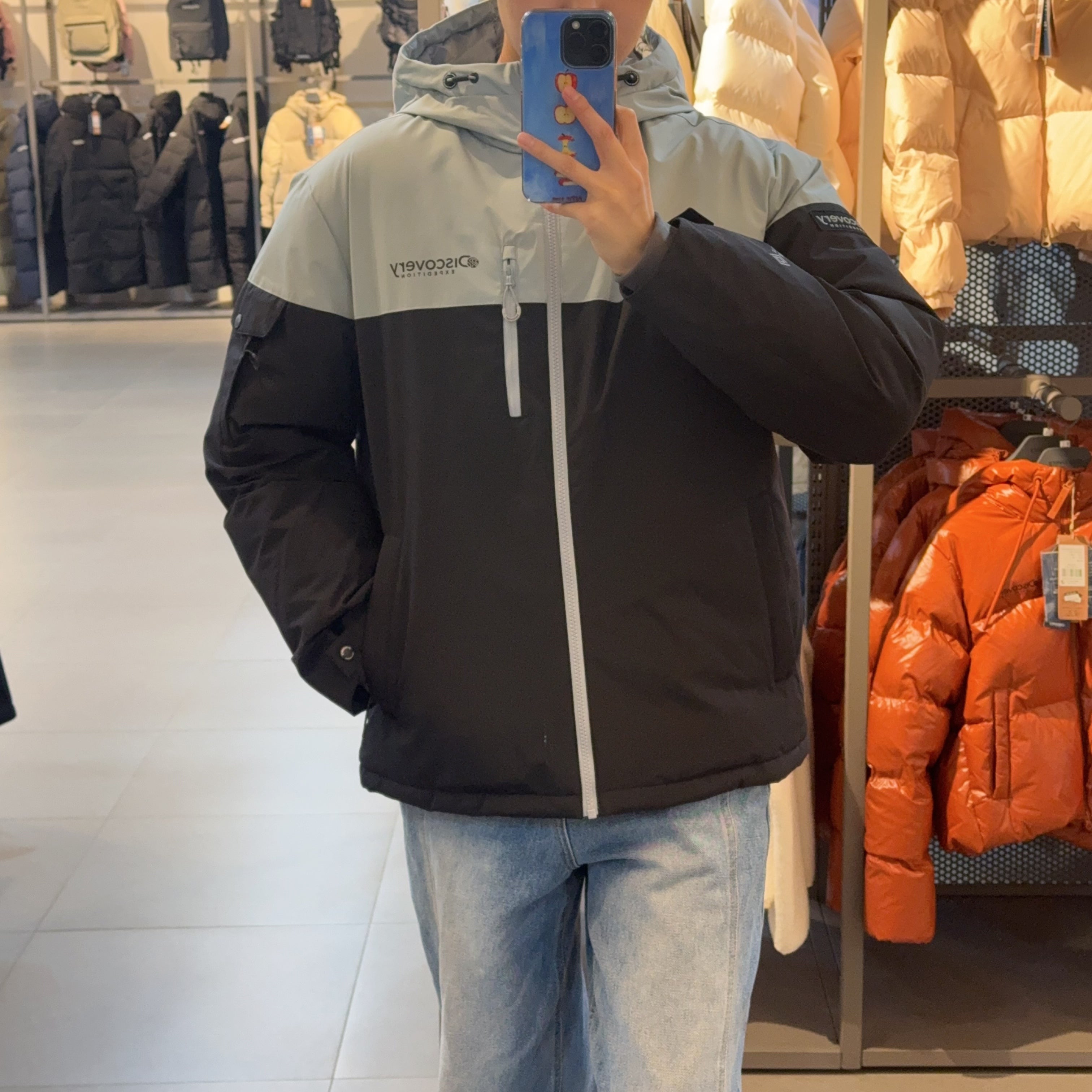 韓國 Discovery Bergen Gore Windstopper Colorblock Goose Down Short Padding (鵝絨)【DY178】