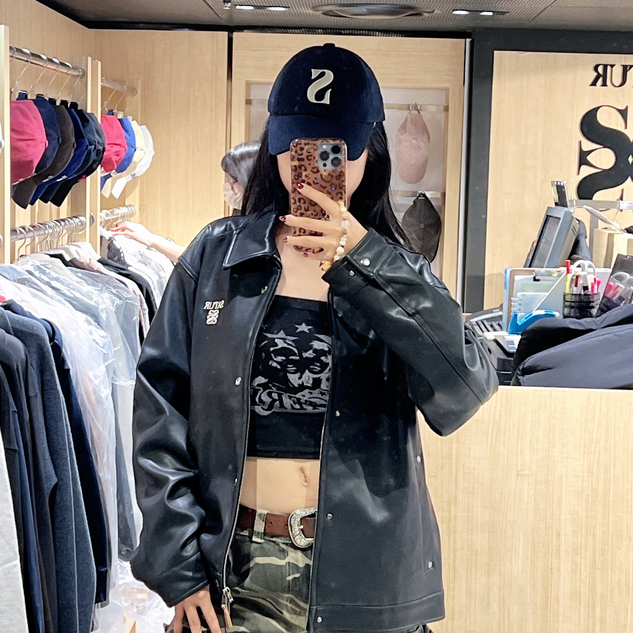 韓國 Satur Theo Synthetic Leather Collar Jacket【SR224】