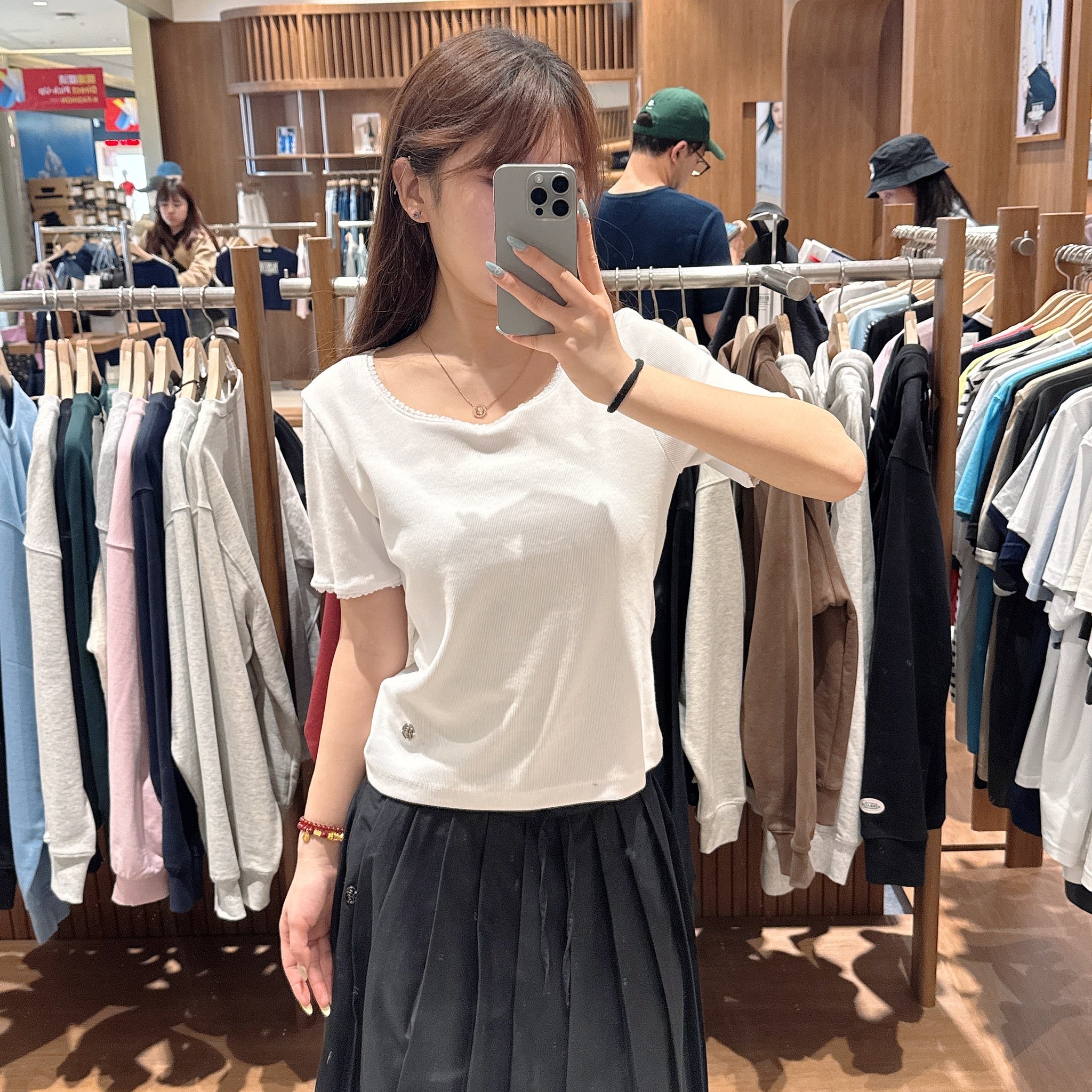 韓國 Marithe Francois Girbaud Women's LACE DETAIL T-SHIRTS【MF565】