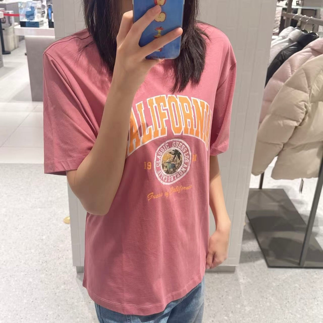 韓國 Guess Uni Semi-Overfit Vintage Logo Short Sleeve T-shirt【GU006】