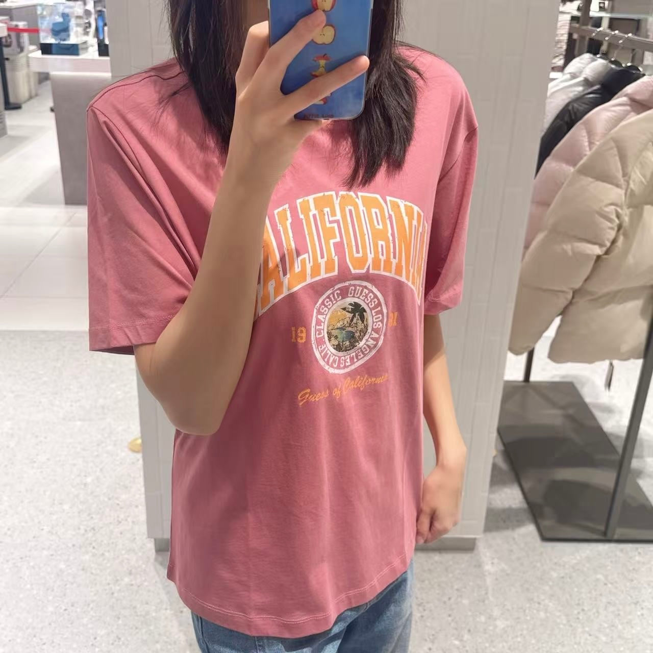 韓國 Guess Uni Semi-Overfit Vintage Logo Short Sleeve T-shirt【GU006】