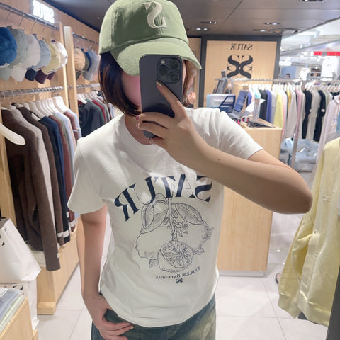 韓國 Satur (W) Capri Citron Drawing Summer Graphic T-Shirt【SR006】