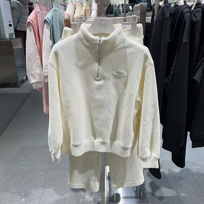 韓國 FILA Kids Velour Golji Crop Half-Up Top and Bottom Set【FA087】